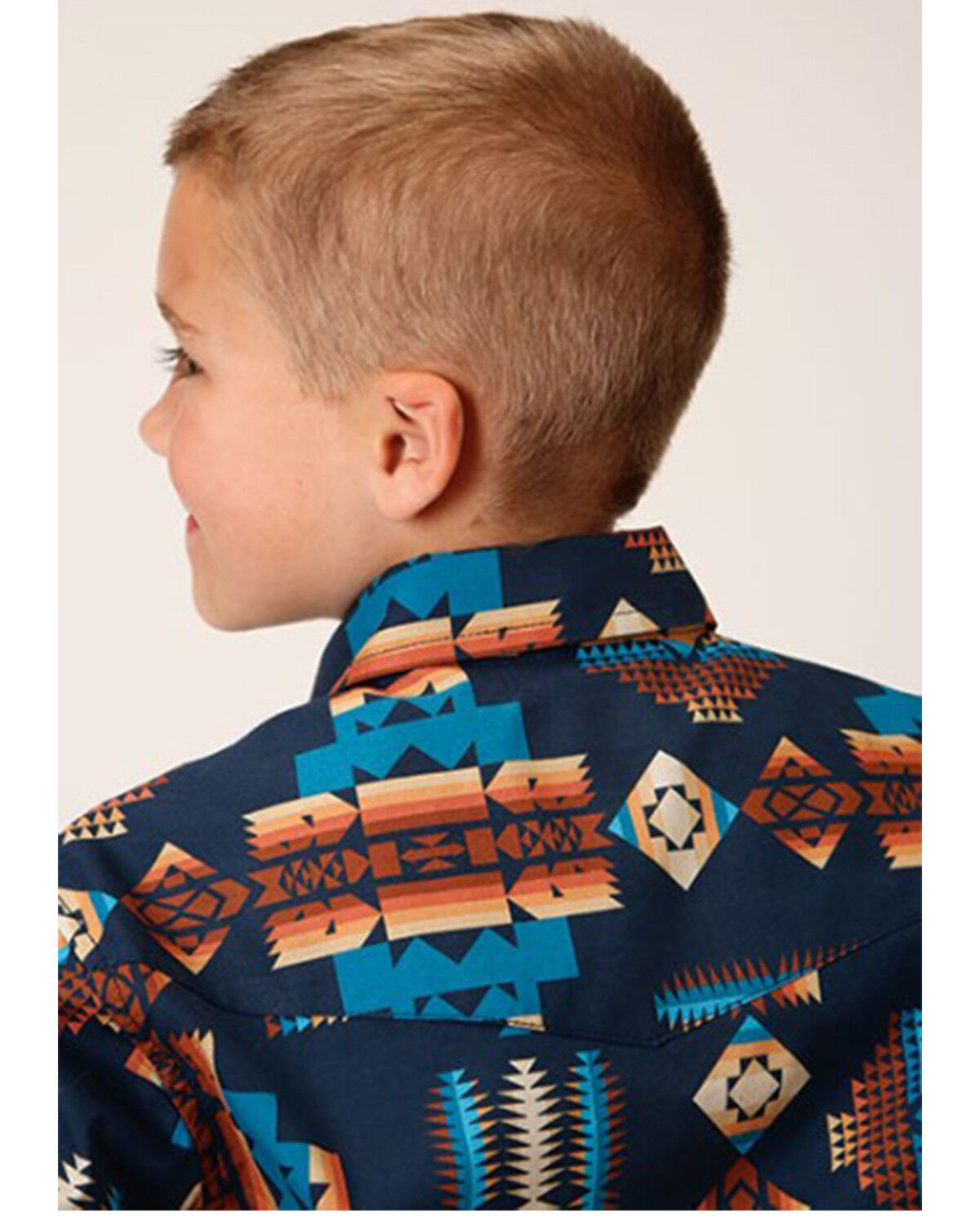 Roper Boys' Vintage Style Vertical Southwestern Print Long Sleeve Snap Western Shirt