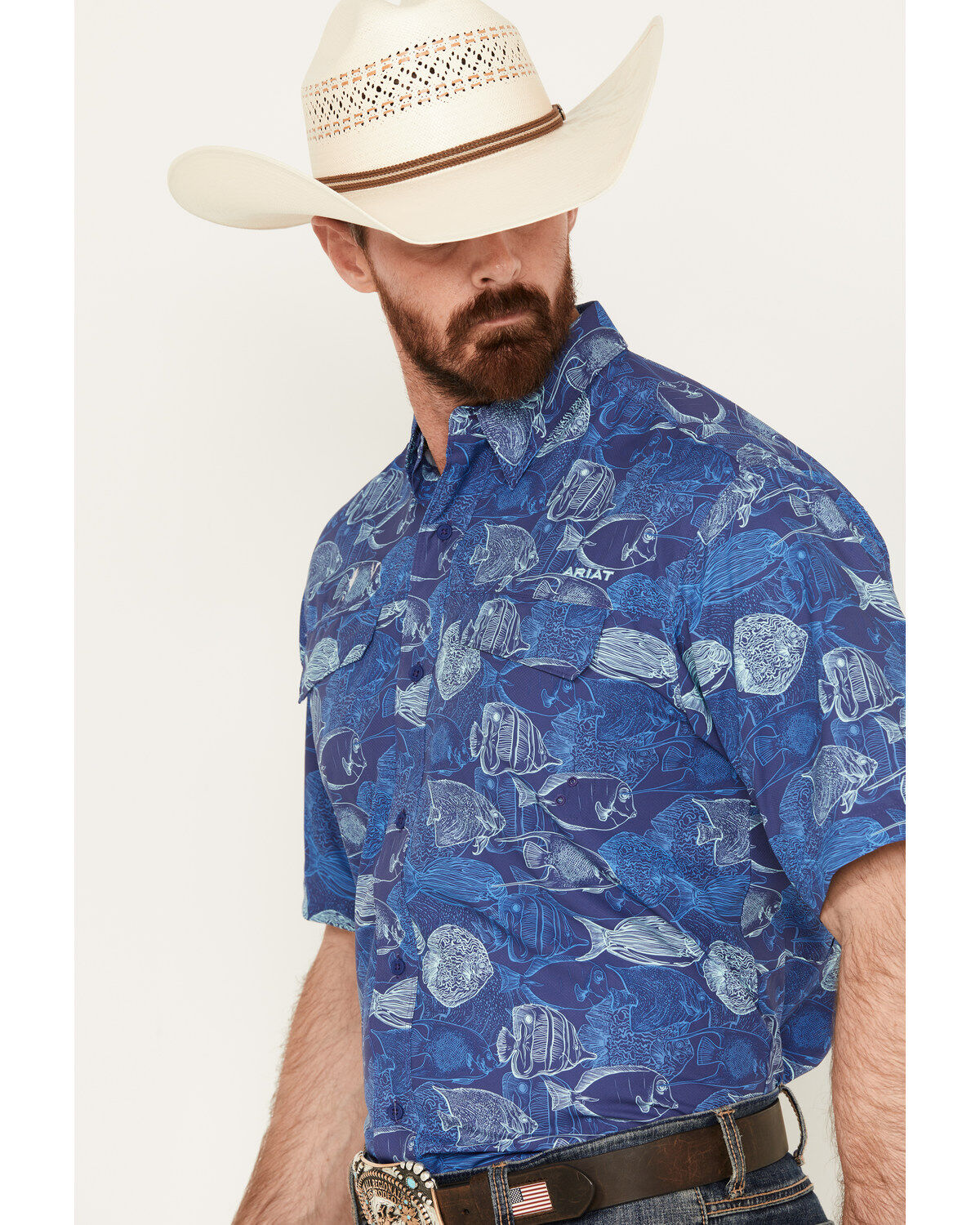 Product Name:  Ariat Men's VentTEK Outbound Print Classic Fit Short Sleeve Performance Shirt