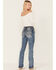 Miss Me Women's Medium Wash Mid Rise Embroidered Cross Bootcut Jeans, Medium Blue, hi-res