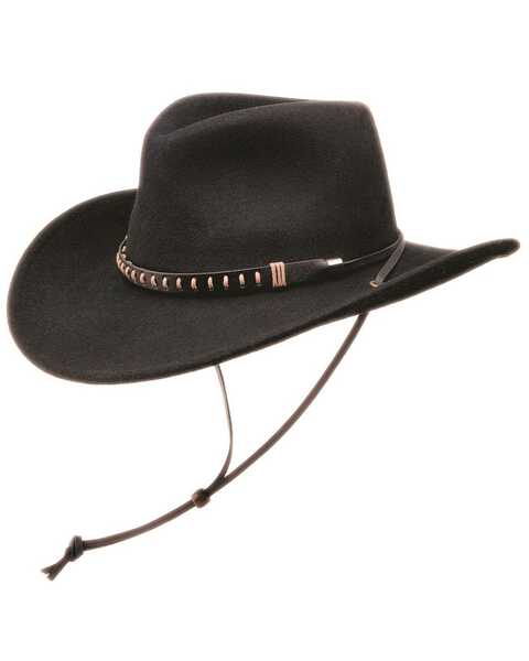 Black Creek Men's Chincord Crushable Felt Western Fashion Hat , Black, hi-res