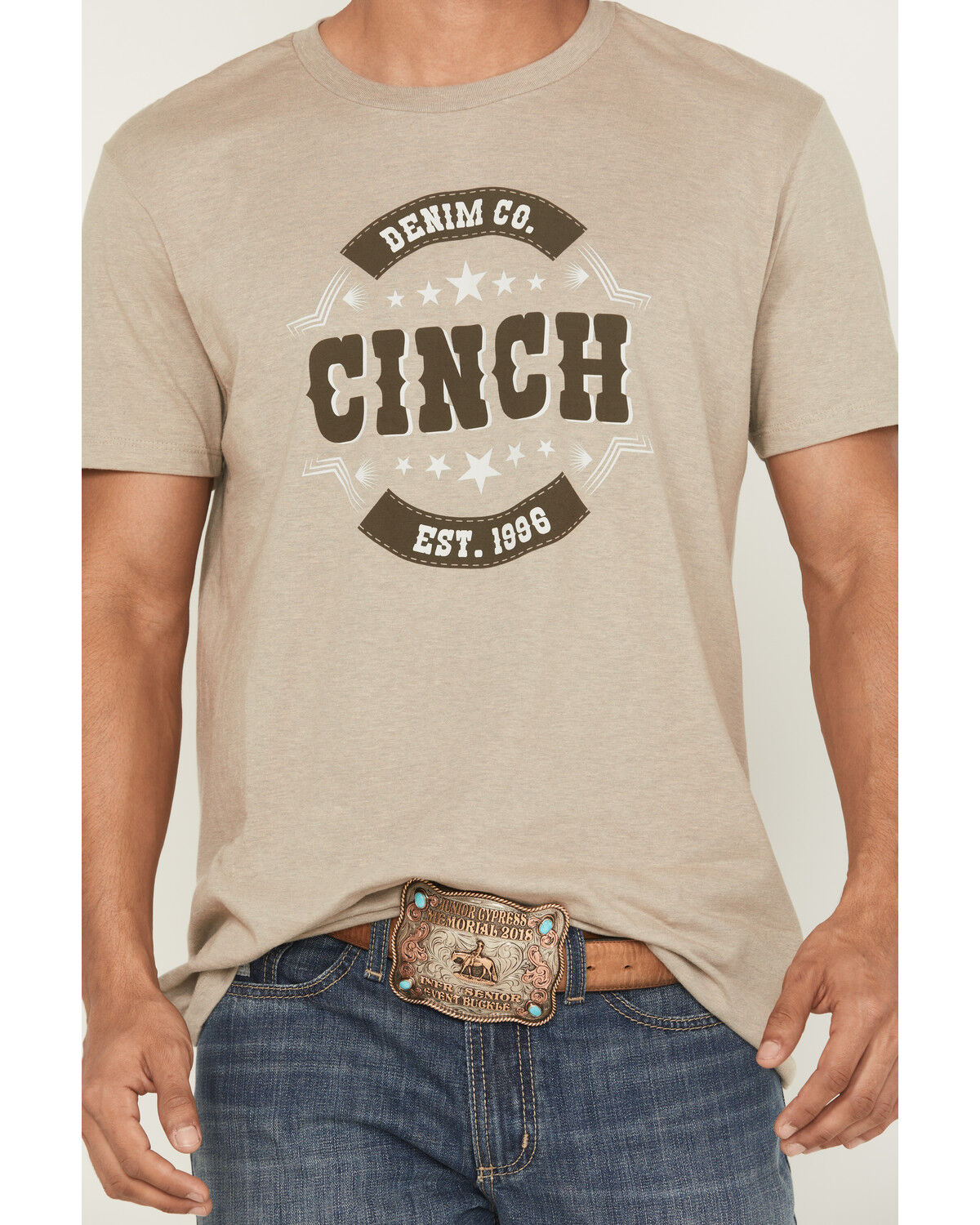 Image #3 - Cinch Men's Boot Barn Exclusive Logo Short Sleeve Graphic T-Shirt, Tan, hi-res
