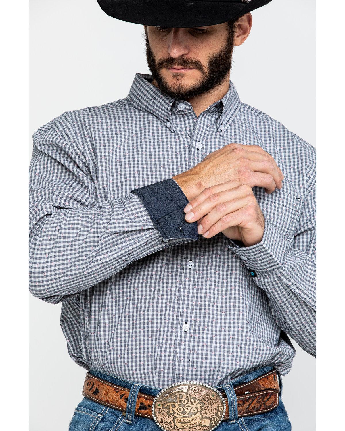 Image #4 - Cody James Core Men's Stonewall Small Plaid Long Sleeve Western Shirt, , hi-res