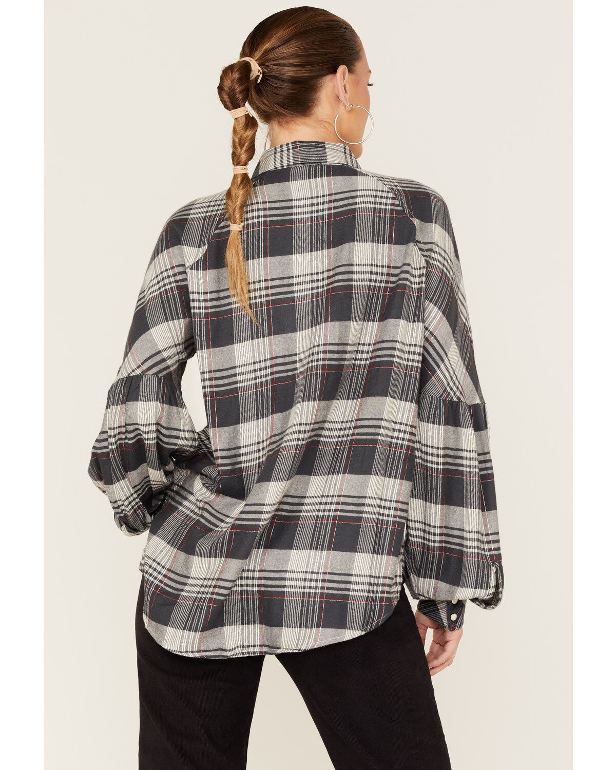 Image #4 - Wrangler Retro Women's Plaid Print Long Sleeve Pearl Snap Shirt, , hi-res
