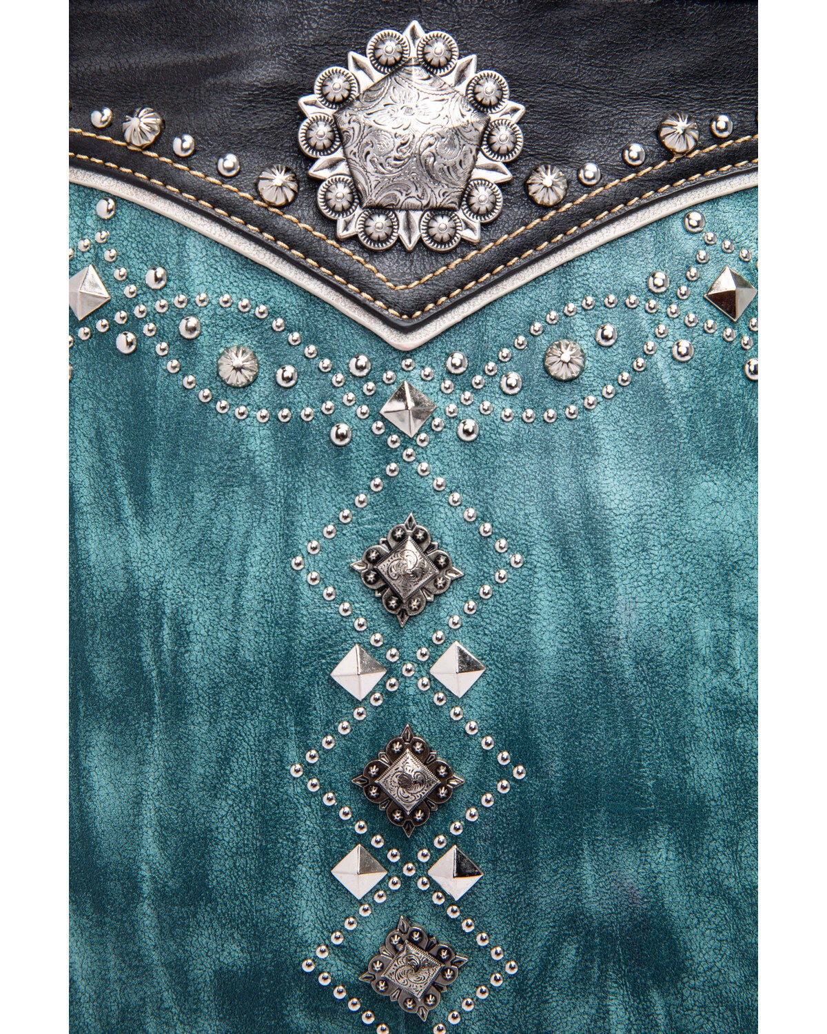 Image #6 - Shyanne Women's Distressed Antique Silver Concho Messenger Bag, Turquoise, hi-res