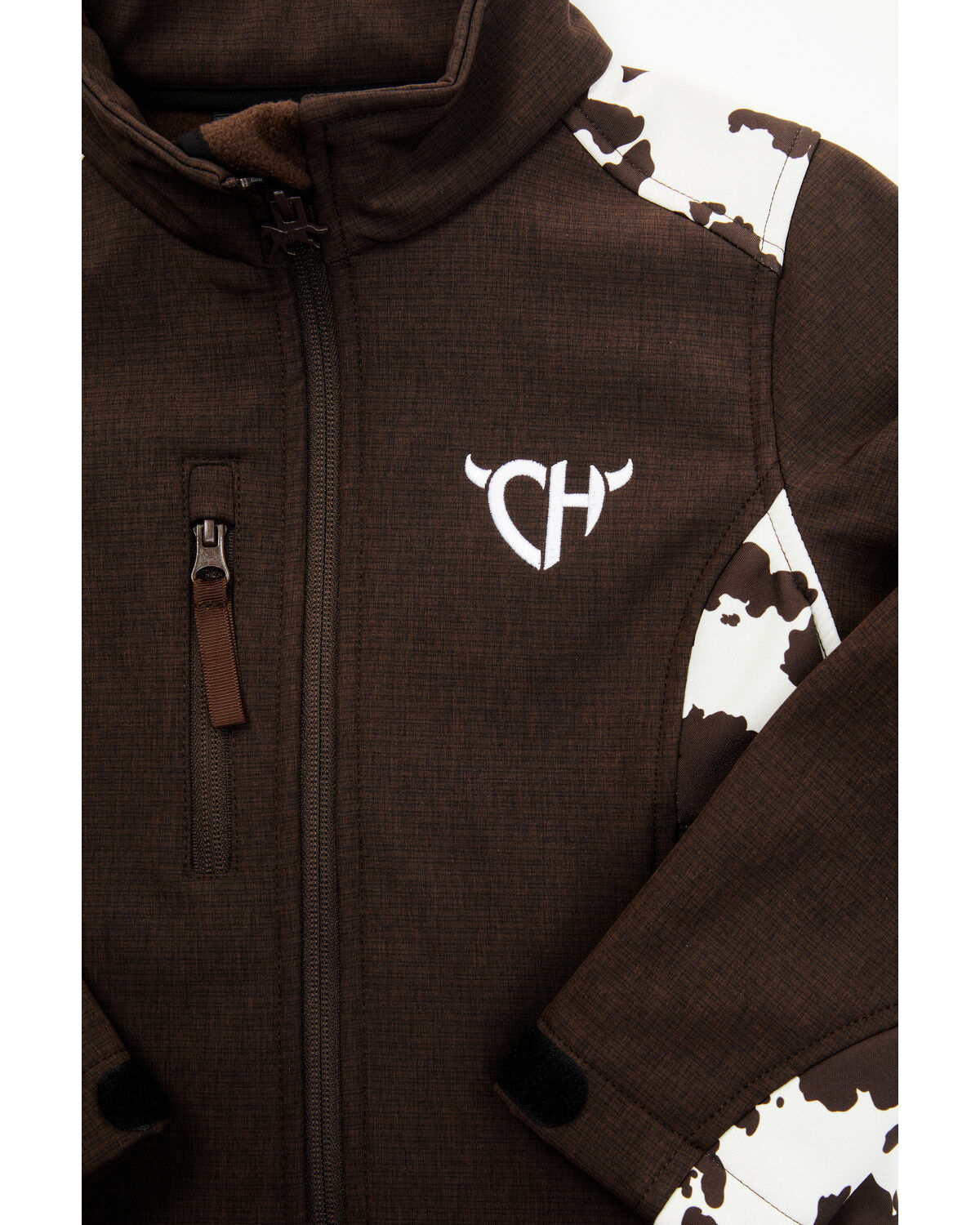 Image #2 - Cowgirl Hardware Toddler Girls' Cow Print Jacket, Chocolate, hi-res