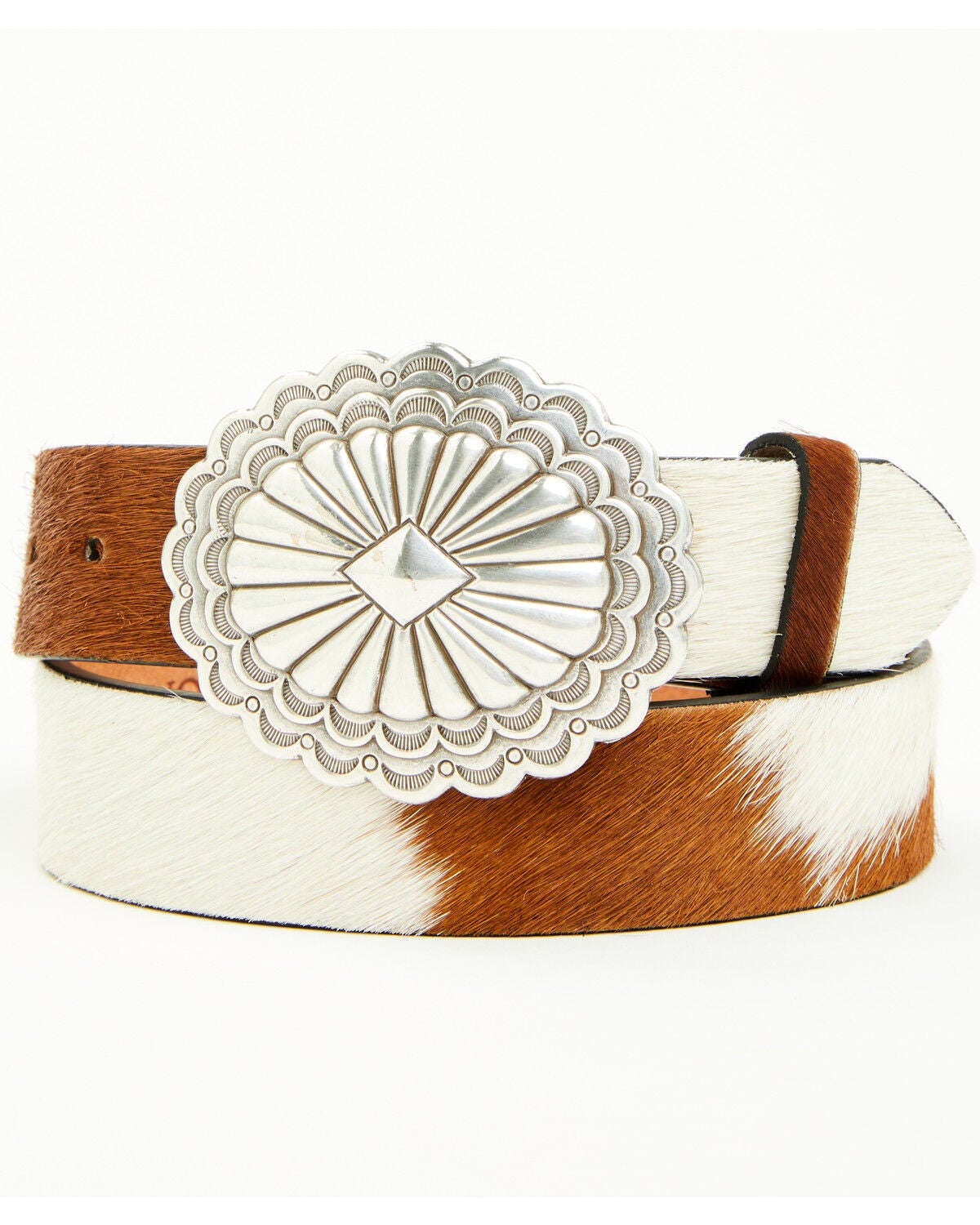 Image #2 - Stetson Women's Hair-On-Hide Southwestern Buckle Belt, Brown, hi-res