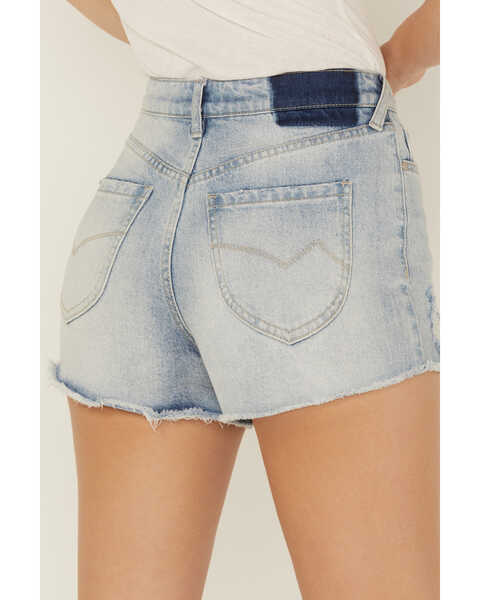 Image #4 - Cleo + Wolf Women's Heavy Distressed 2 1/2" Shorts , Blue, hi-res