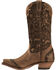 Image #3 - Boulet Women's Fancy Hand Tooled Inlay Western Boots - Snip Toe, Tobacco, hi-res
