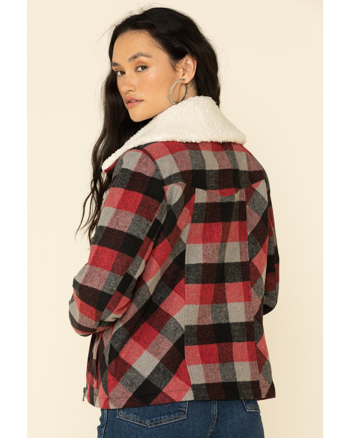 checkered sherpa jacket
