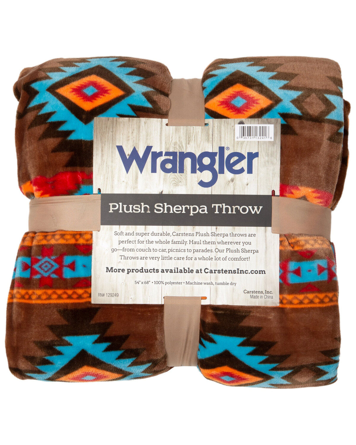 Image #5 - Carstens Home Wrangler Southwest Horizon Rustic Sherpa Fleece Throw Blanket, Turquoise, hi-res