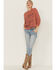 Image #4 - Cleo + Wolf Women's California Classic Graphic Thermal Pullover Sweatshirt, Brick Red, hi-res