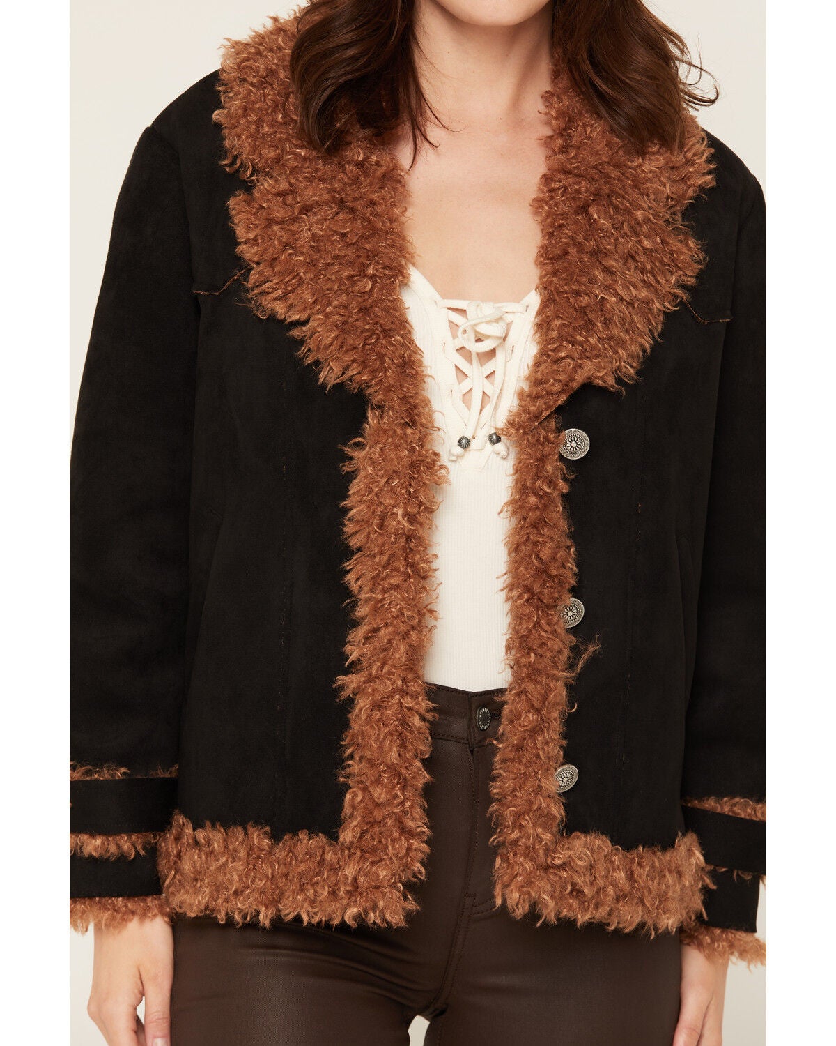 Image #3 - Idyllwind Women's Briggs Faux Suede Sherpa Blazer, Black, hi-res