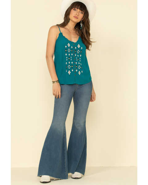 Image #4 - Shyanne Women's Teal Ruffle Beaded Cami , , hi-res