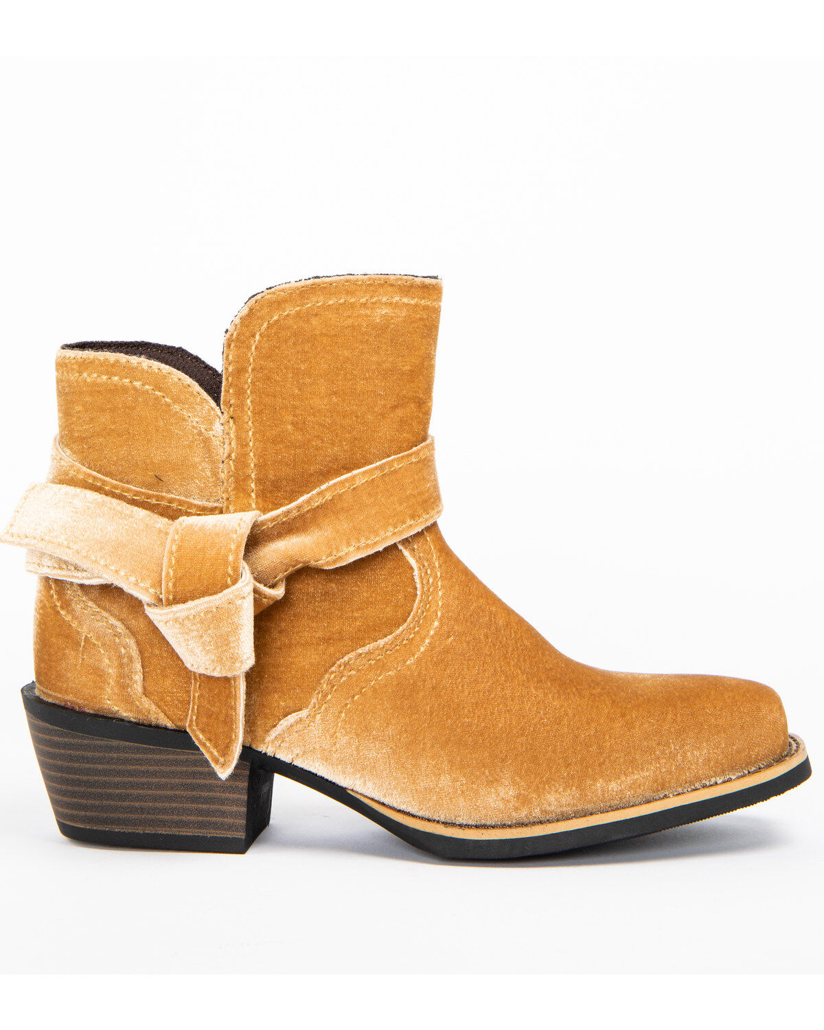 Image #2 - Justin Gypsy Women's Elana Tan Velvet Booties - Wide Square Toe, , hi-res