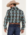 Rock & Roll Denim Men's Southwestern Print Stretch Long Sleeve Button Down Shirt, Teal, hi-res