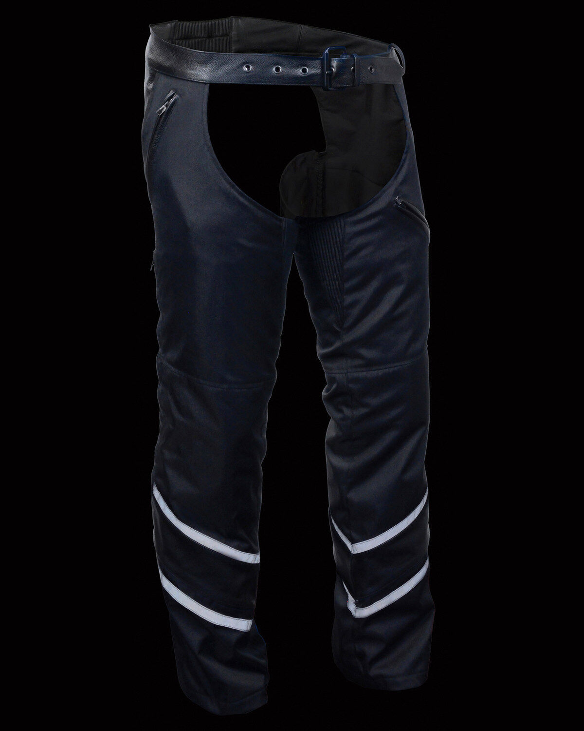 Image #2 - Milwaukee Leather Men's Leather Trim Snap Out Liner Vented Textile Chaps - 4XL, Black, hi-res