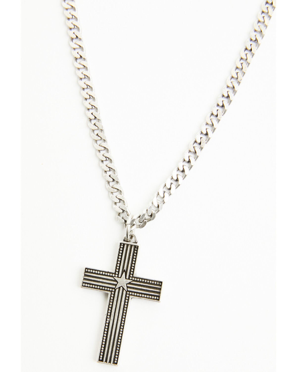 Image #2 - Cody James Men's Shiny Star Cross Necklace, Silver, hi-res