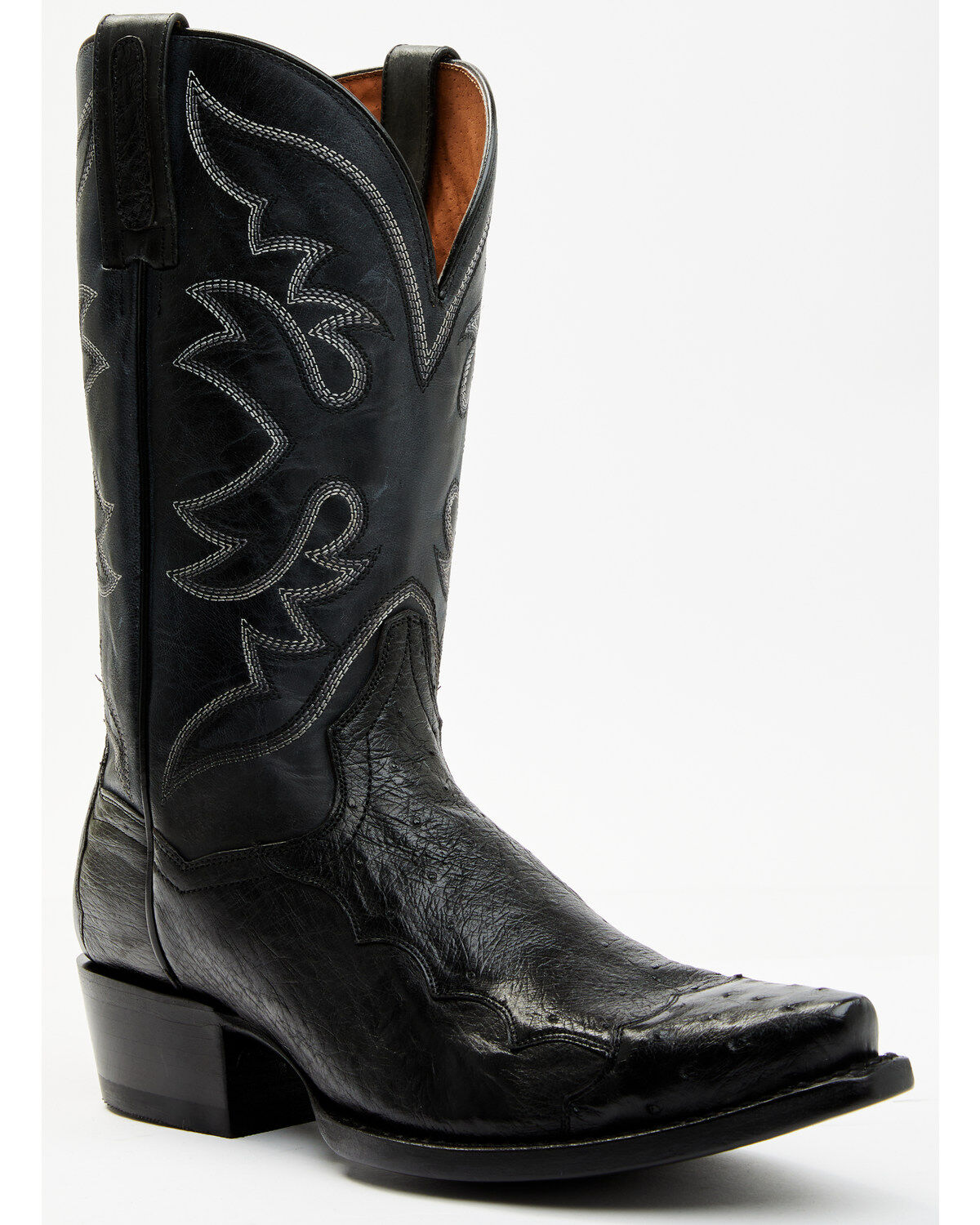 Image #1 - Dan Post Men's Exotic Ostrich Western Boots - Snip Toe, Black, hi-res