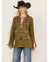 Image #1 - Johnny Was Women's Embroidered Long Sleeve Shirt, Green, hi-res