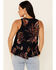 Image #4 - Patrons Of Peace Women's Floral Print Ruffle Trim Tank Top, Black, hi-res