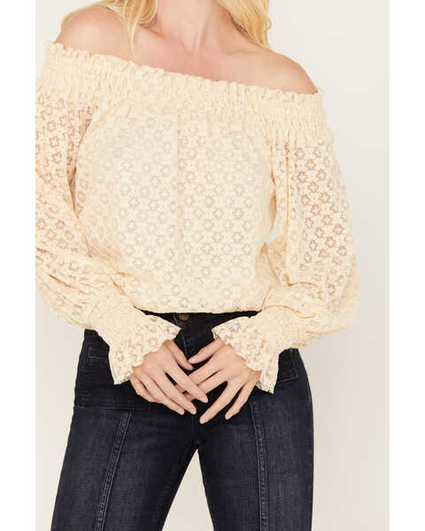 Image #3 - Wild Moss Women's Off The Shoulder Lace Top, Ivory, hi-res
