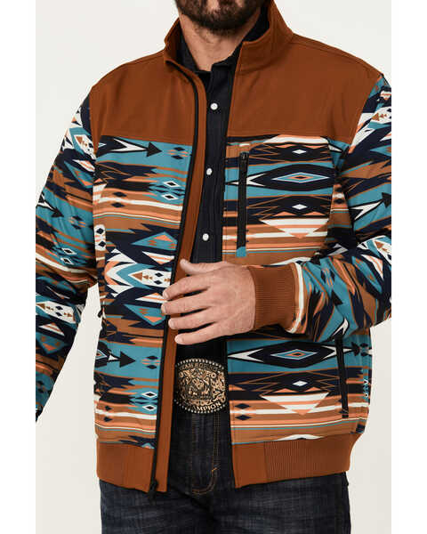 Image #3 - RANK 45® Men's Southwestern Print Bomber Softshell Jacket , Rust Copper, hi-res