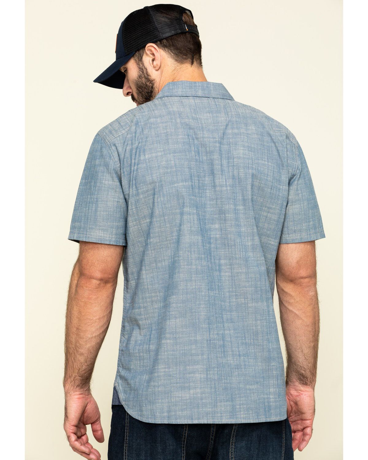 Image #2 - Hawx Men's Rancho Chambray Solid Short Sleeve Work Shirt, Blue, hi-res