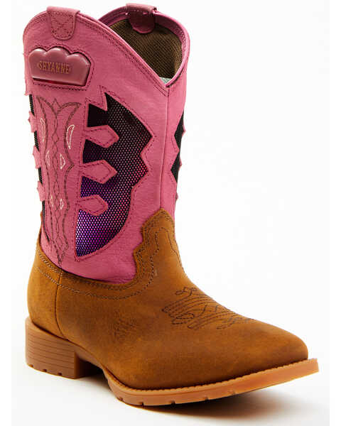 Shyanne Girls' Light-Up Western Boots - Round Toe, Pink, hi-res