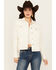 Image #2 - Shyanne Women's Oversized Macrame Fringe Denim Trucker Jacket, Cream, hi-res