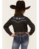 Image #4 - Ely Walker Girls' Floral Embroidered Long Sleeve Pearl Snap Western Shirt, Black, hi-res