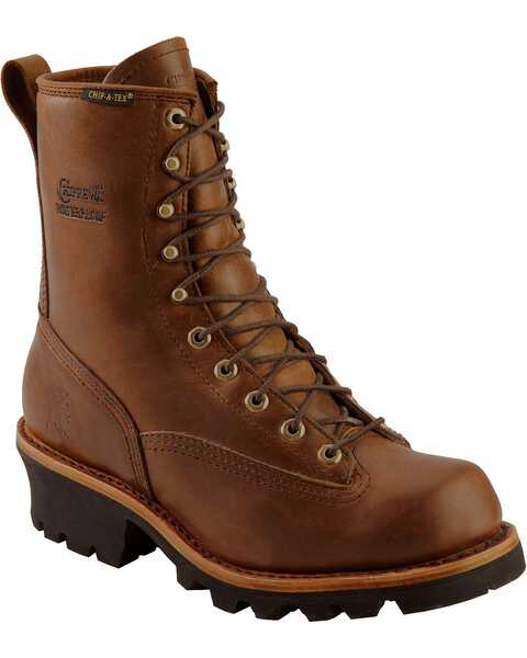 Image #1 - Chippewa Waterproof 8" Logger Boots - Plain Toe, Bay Apache, hi-res