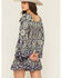 Image #4 - Angie Women's Geo Print Long Sleeve Smocked Front Mini Dress, Blue, hi-res