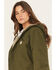 Image #2 - Carhartt Women's Heather Basil Washed Duck Sherpa-Lined Zip-Front Hooded Work Jacket, Green, hi-res