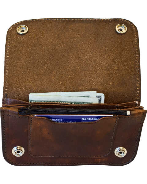 Image #2 - Western Express Men's Brown Leather Eagle Biker Wallet  *DISCONTINUED*, Brown, hi-res