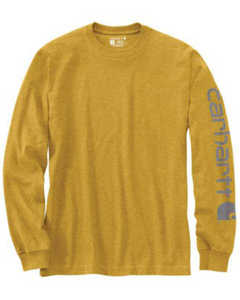 Carhartt Men's Loose Fit Heavyweight Long Sleeve Logo Graphic Work T-Shirt, Yellow, hi-res