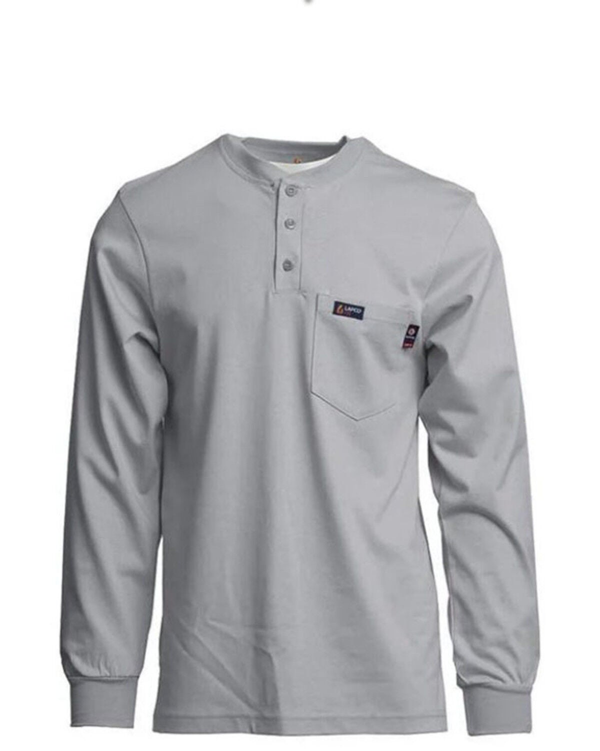 Lapco Men's FR Long Sleeve Henley T-Shirt, Grey, hi-res