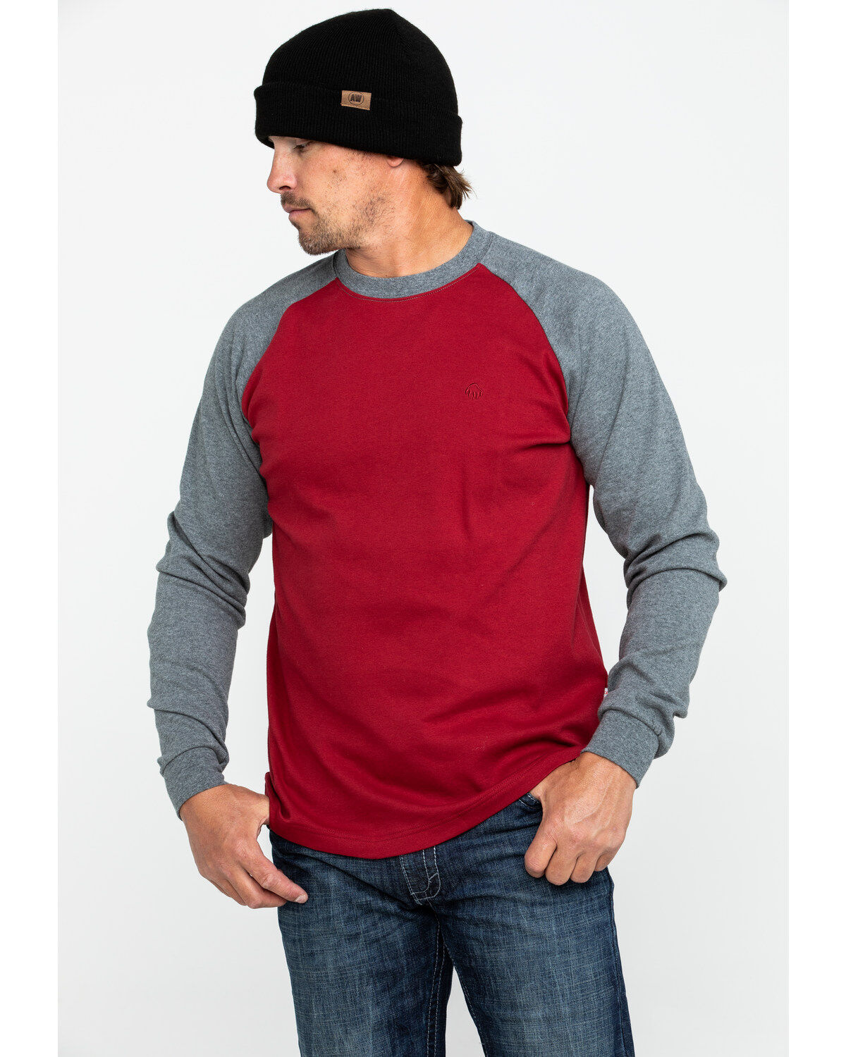 Image #1 - Wolverine Men's Brower Baseball Long Sleeve Work Shirt, Dark Red, hi-res
