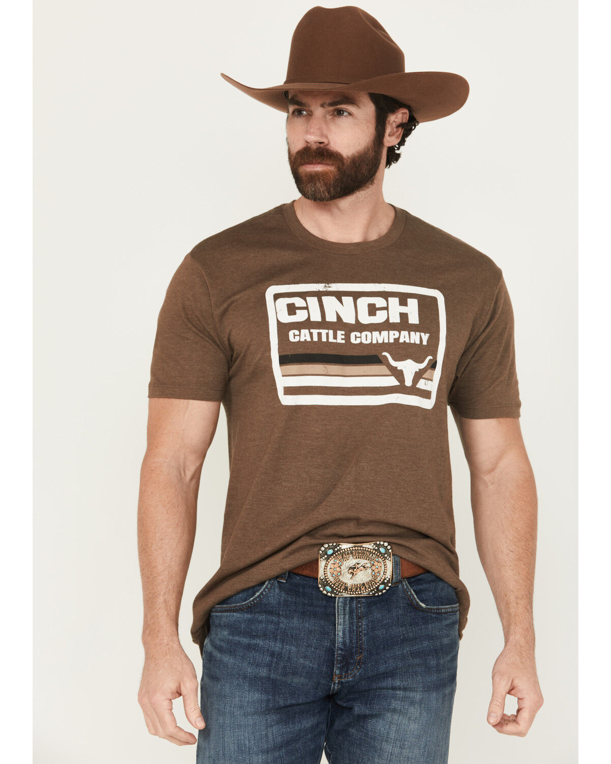 Image #1 - Cinch Men's Cattle Company Logo Short Sleeve Graphic T-Shirt, Brown, hi-res