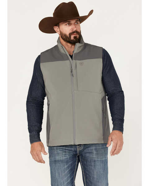 Ariat Men's Logo 2.0 Softshell Solid Vest, Grey, hi-res