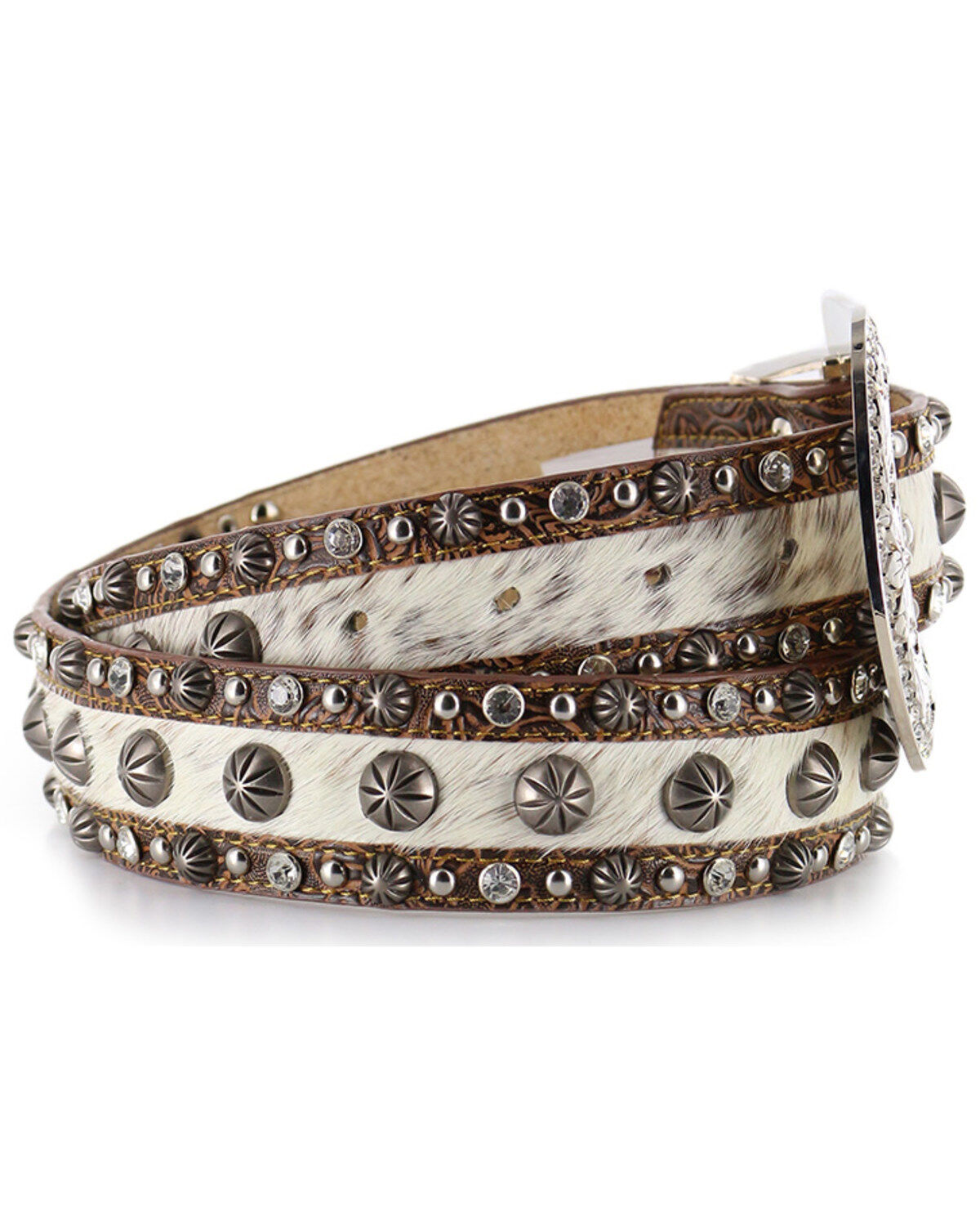 Image #2 - Angel Ranch Women's Hair-On Hide Concho Belt, , hi-res