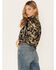Revel Women's Floral Smocked Waist Top, Black, hi-res