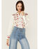 Rockmount Ranchwear Women's Vintage Ivory Thistle Floral Embroidery Western Shirt, Ivory, hi-res