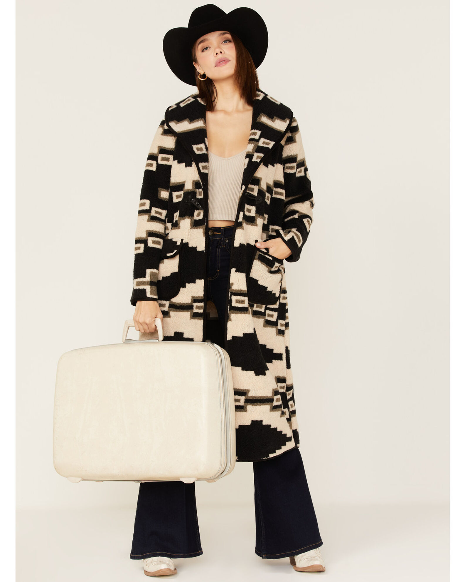 Tasha Polizzi Women s Becket Southwestern Print Sherpa Blanket Coat