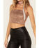 Sadie & Sage Women's Inferno Sequin Cami Crop Top, Sand, hi-res