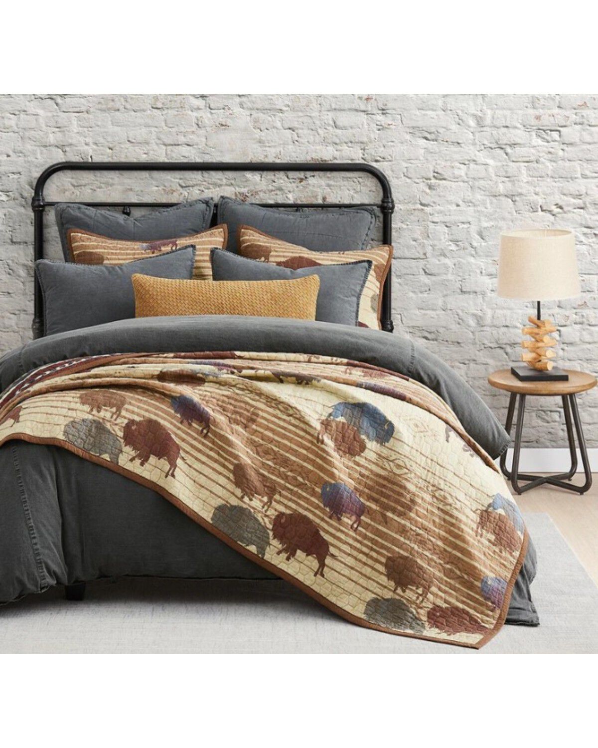 HiEnd Accents 3pc Home On The Range Reversible Quilt Set - King, Tan, hi-res