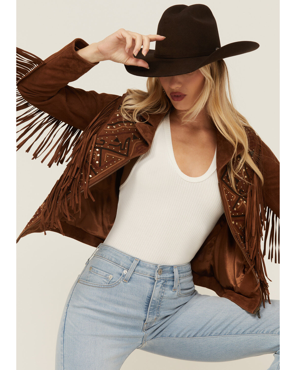 Image #1 - Wonderwest Women's Suede Southwestern Fringe Jacket, , hi-res