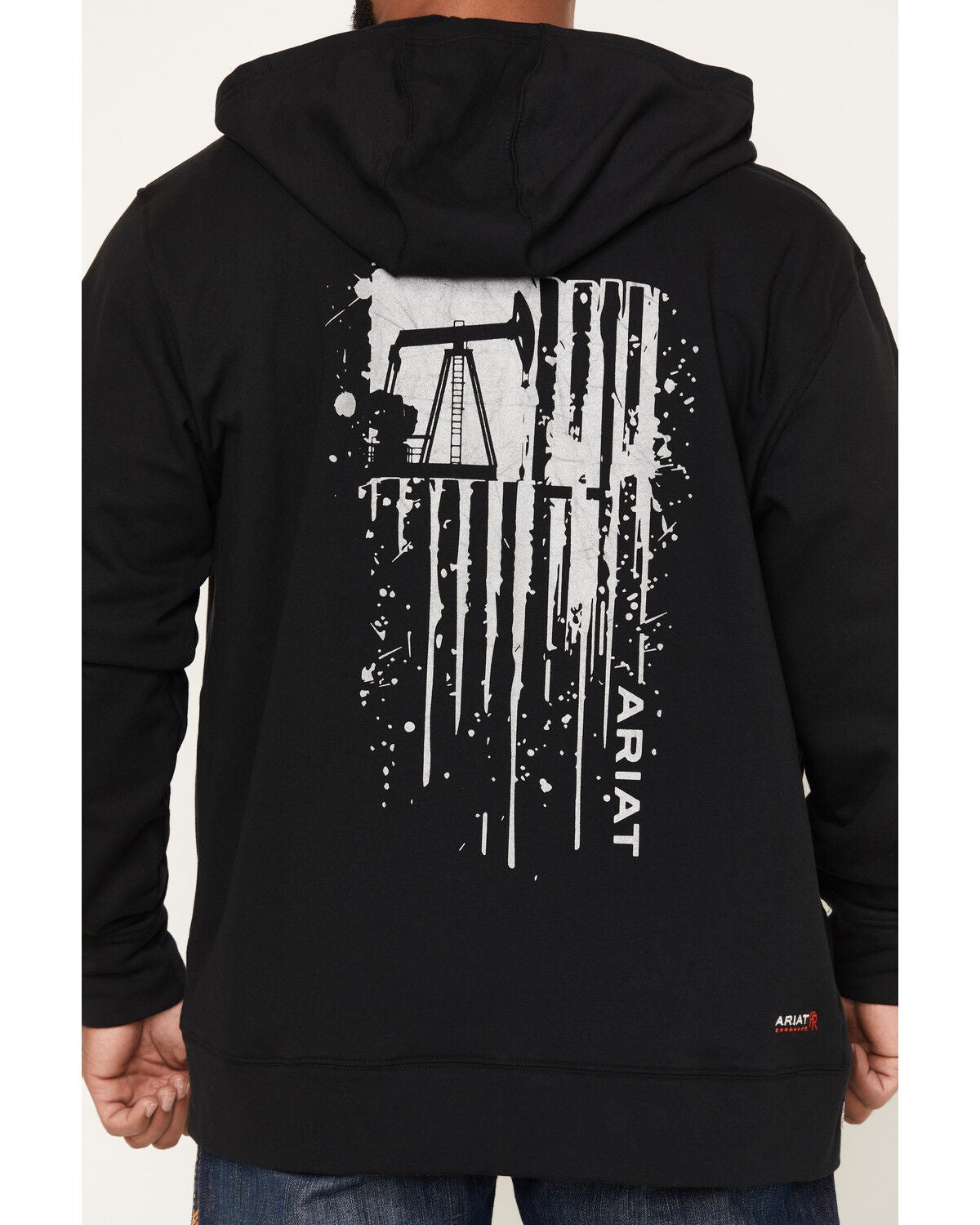 Image #4 - Ariat Men's FR Durastretch New Rig Life Full Zip Hooded Jacket, Black, hi-res