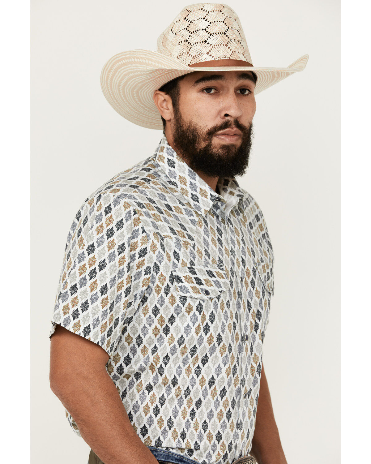Product Name:  Gibson Men's Geo Print Short Sleeve Snap Western Shirt