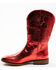 Shyanne Girls' Flashy Western Boots - Broad Square Toe, Red, hi-res