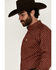 Image #2 - Ariat Men's Pax Geo Print Long Sleeve Button-Down Western Shirt, Burgundy, hi-res